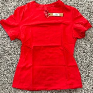 SKIMS SHORT SLEEVE COTTON JERSEY T SHIRT M RUBY RED
